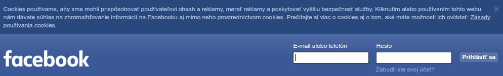 Facebook Cookie upozornenie v zmysle nariadenia EU.